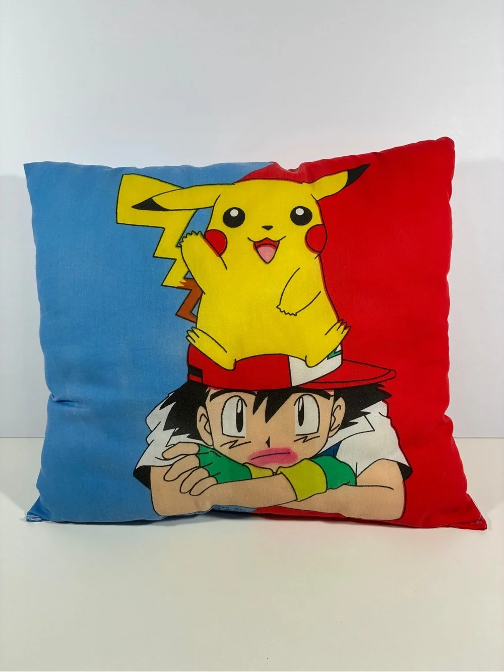 Vintage Pokemon Pillow 1995-1998 Retro Nintendo Throw Pillow Pikachu Ash 17x17